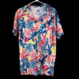 Men’s Great Half Golf Polo in Wild Vibrant Colors, Wearable Art SZ L